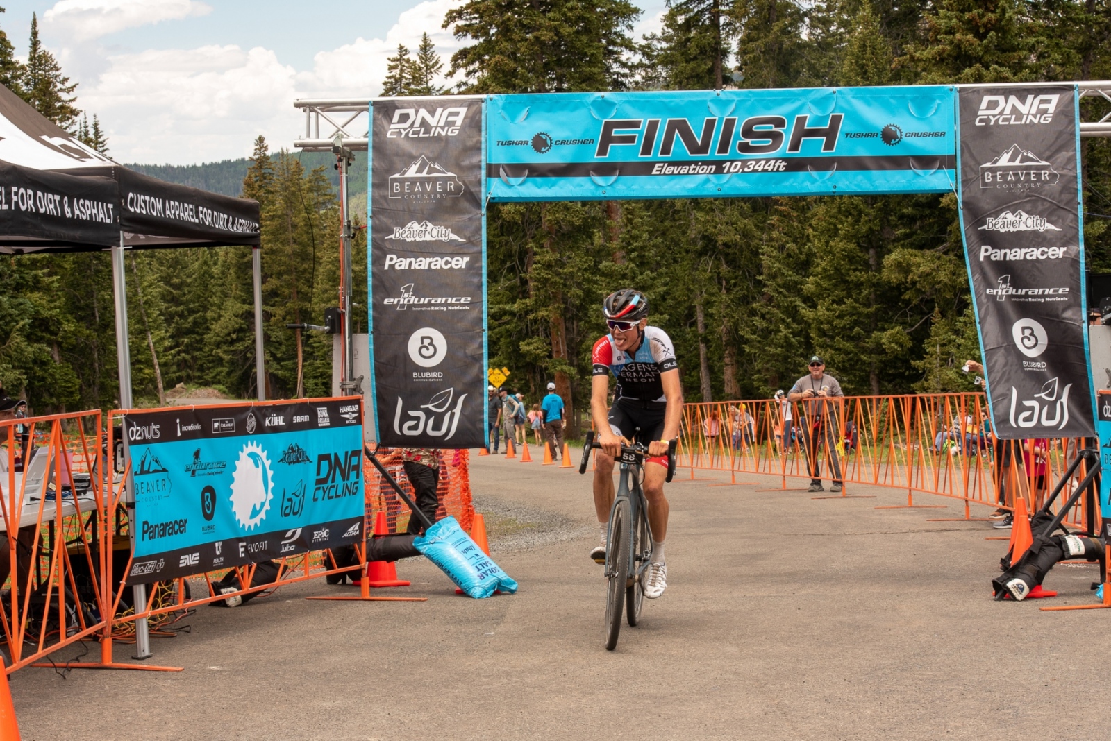 Something about the Crusher causes people's tongues to hang out. Eddie Anderson (Axeon-Hagens Berman) crosses the line in second place. Photo: Steven L. Sheffield.