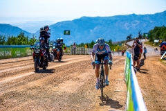 Ben Hermans (Israel Cycling Academy) attacked on the climb to Powder Mountain to solo to the summit for the stage win, and taking the leader's jersey in the process. Stage 2, 2019 Tour of Utah. Photo by Steven L. Sheffield