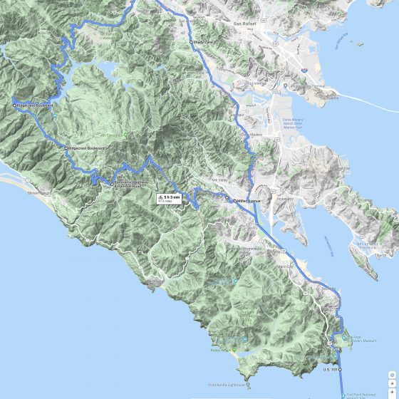 Alpine Dam Loop. Map Data © 2020 Google