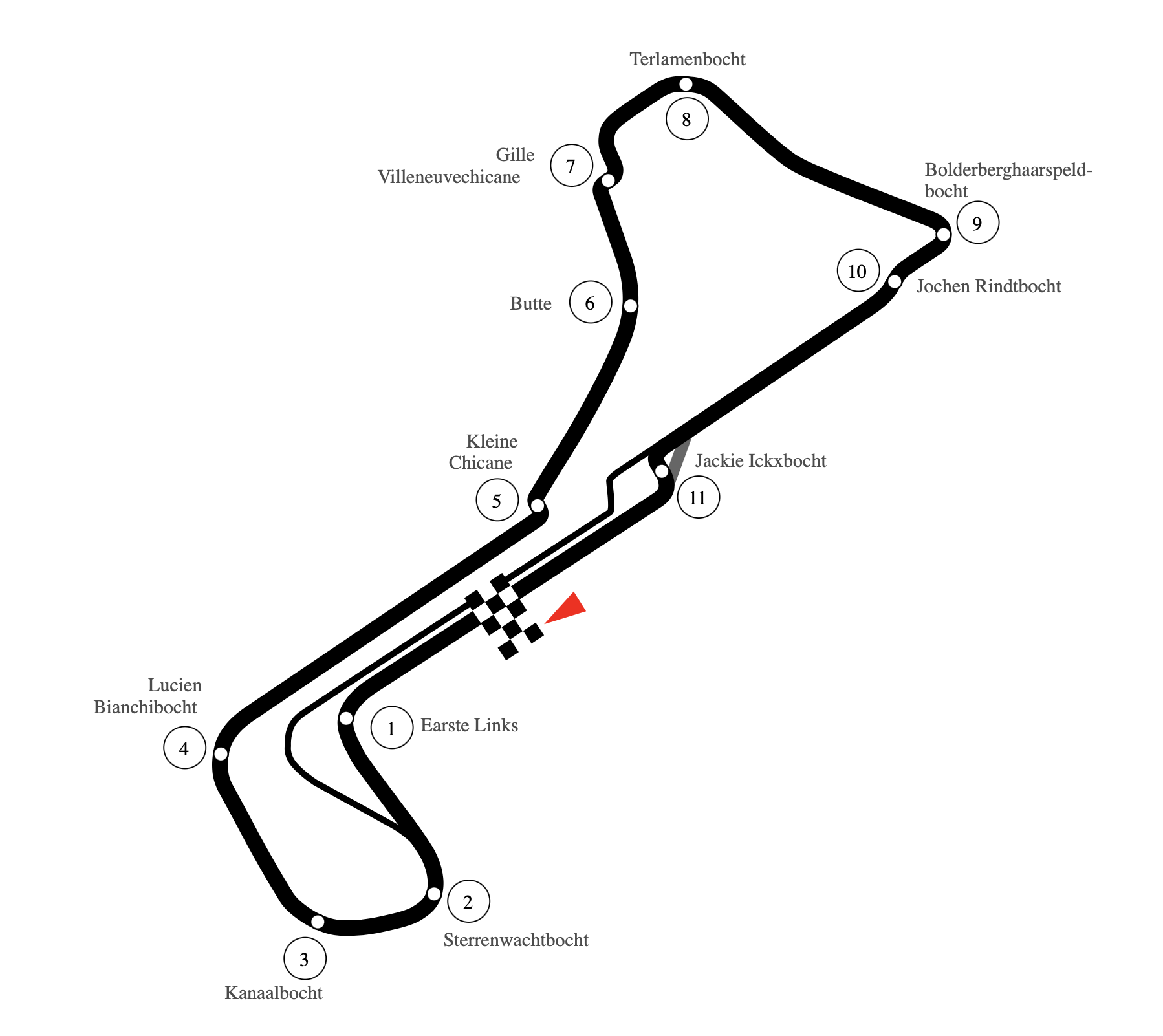 Map of the Circuit Zolder, site of the first race of the 2024 Formula 1 Cycling Series